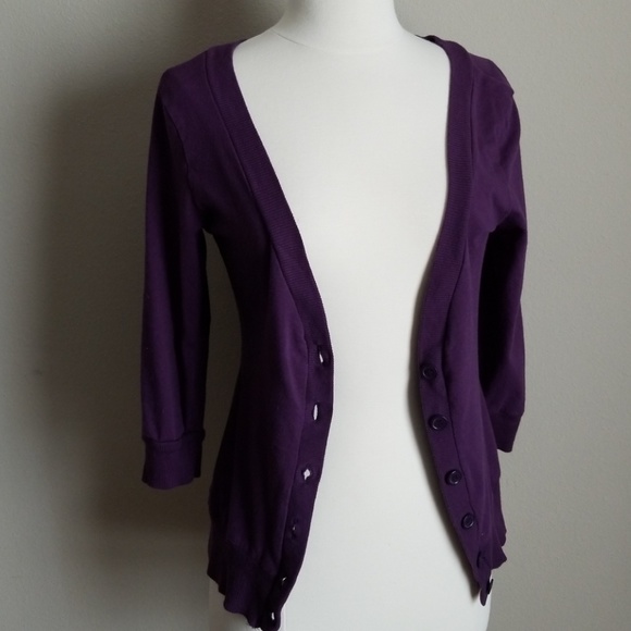 Purple 3/4 sleeve cardigan - Picture 7 of 7